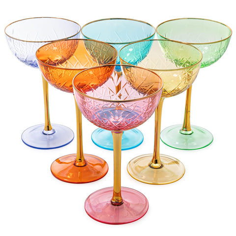 The Wine Savant martini and champagne coupe glasses for stylish entertaining.