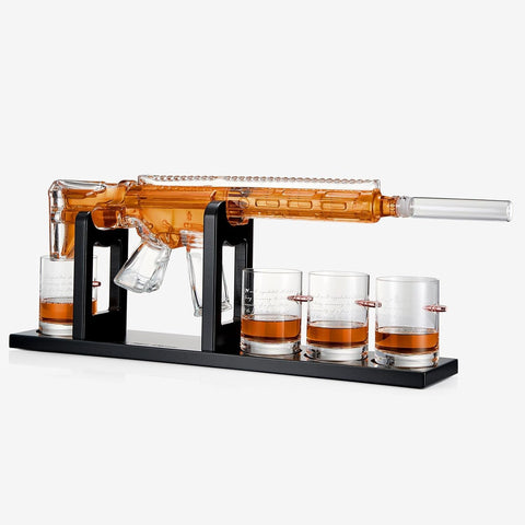 The Wine Savant second amendment glasses with engraved design for a classy table setting.