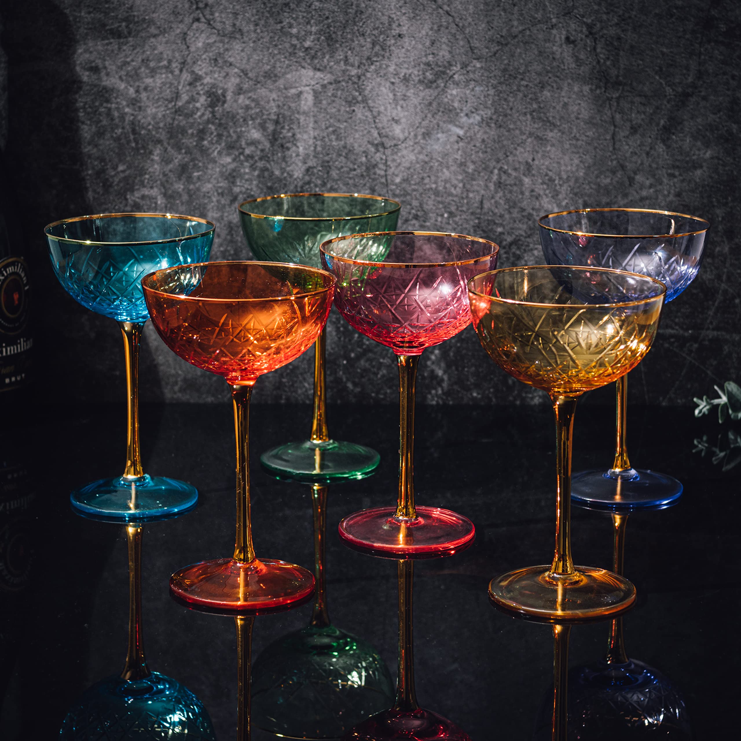 The Wine Savant six-piece coupe glass set provides versatile serveware for parties.