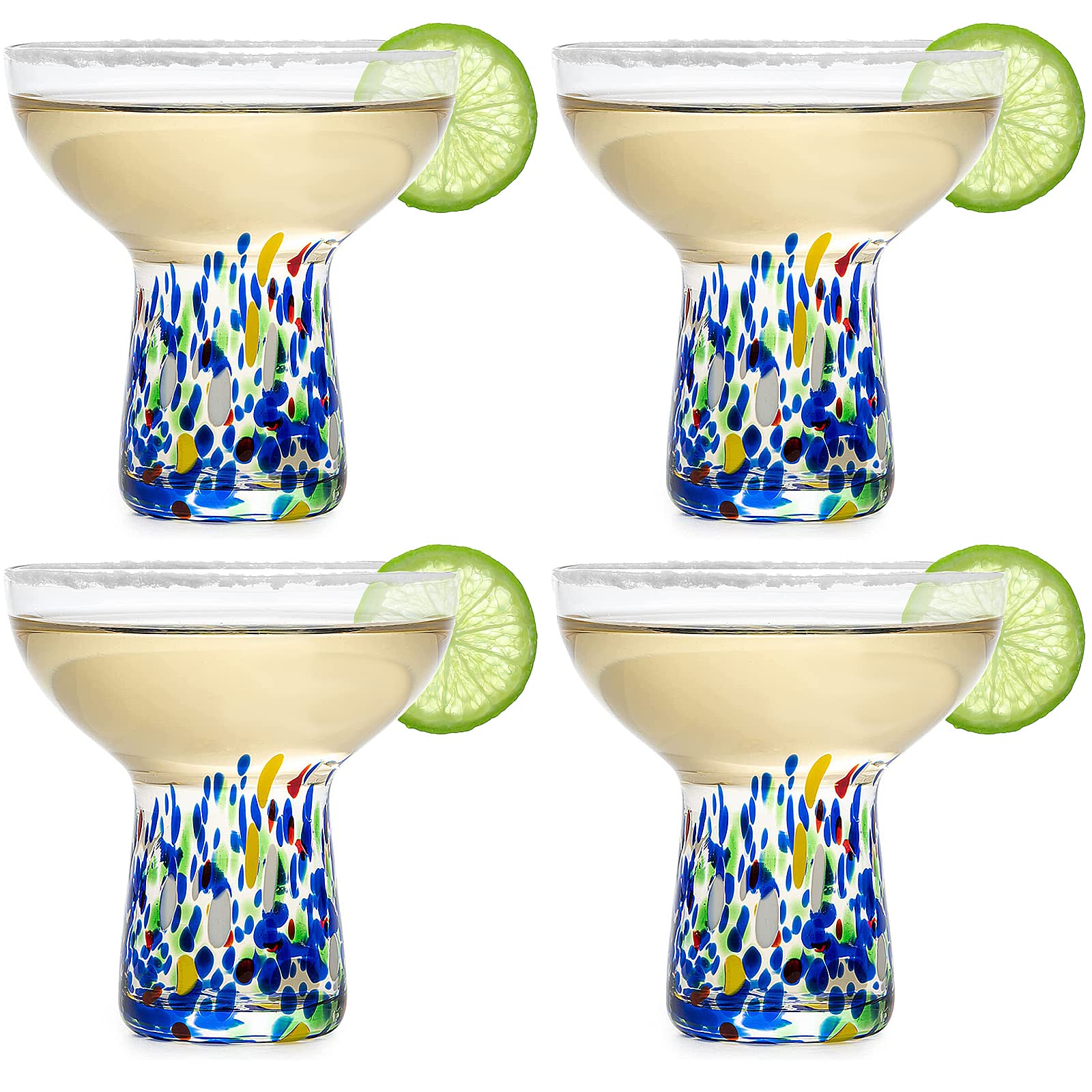 The Wine Savant stemless margarita glasses confetti set for 6oz entertaining