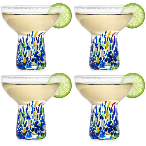 The Wine Savant stemless margarita glasses confetti set for 6oz entertaining