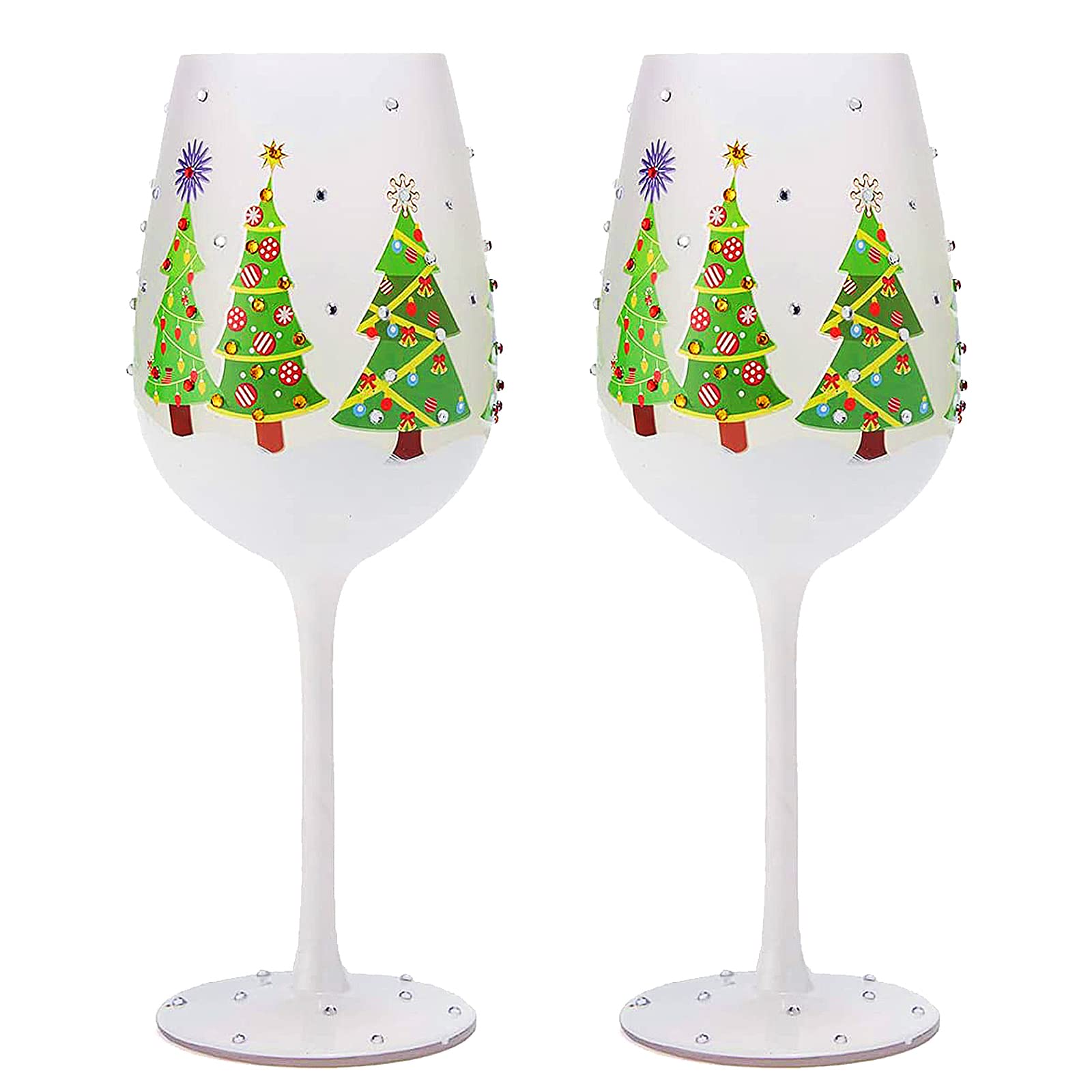 The Wine Savant Winter Tree wine glass with festive Christmas tree design for holiday toasts