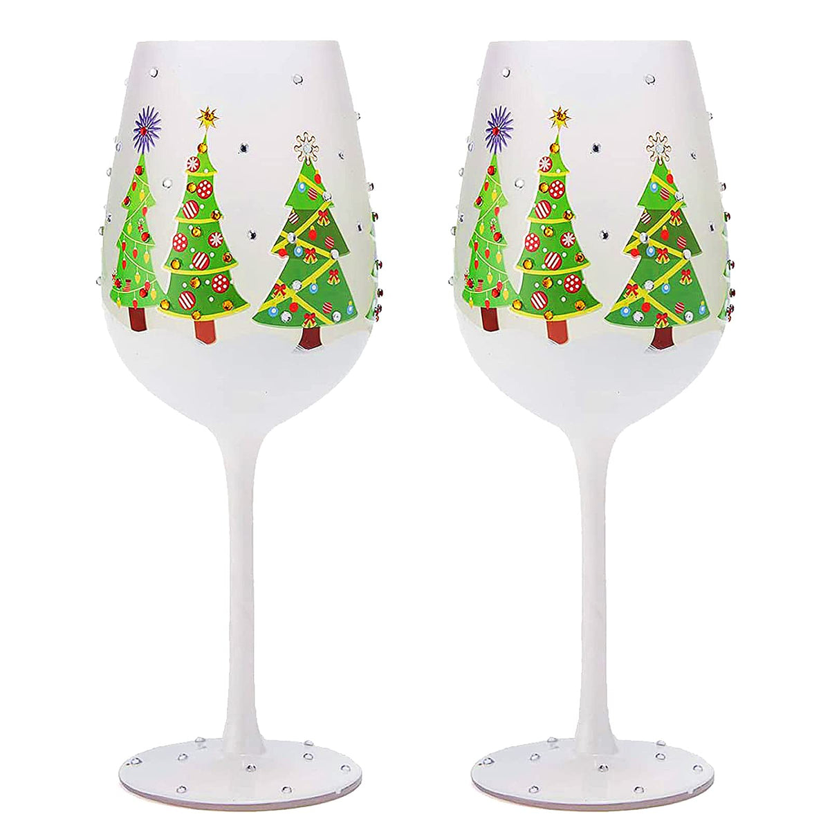 The Wine Savant Winter Tree wine glass with festive Christmas tree design for holiday toasts