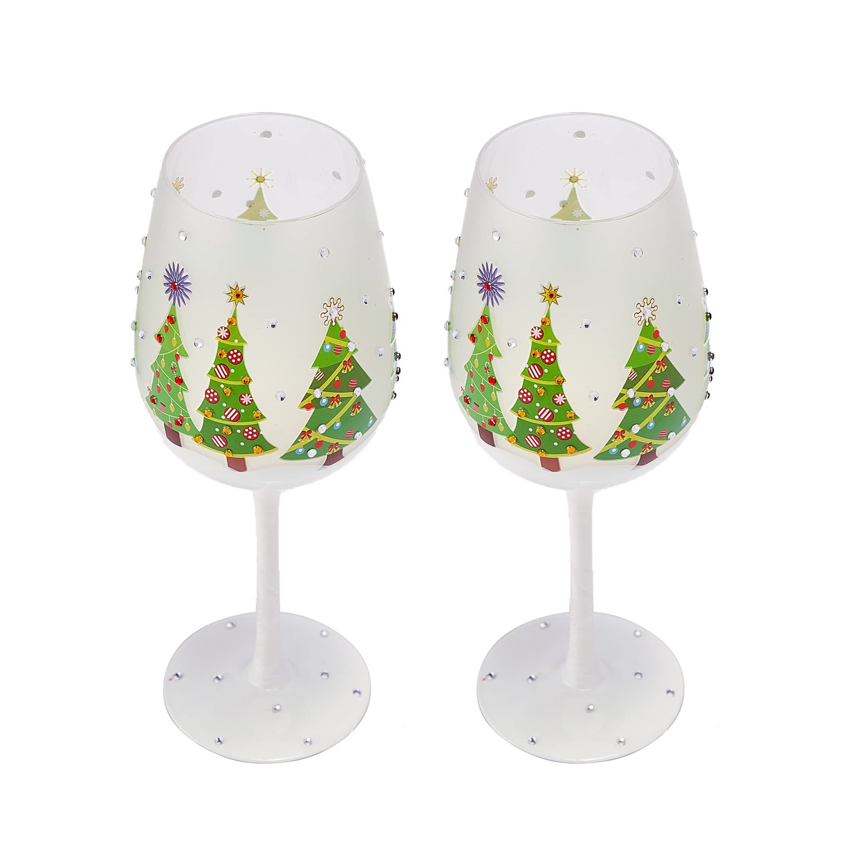 The Wine Savant Christmas tree glass showcasing vibrant exterior design