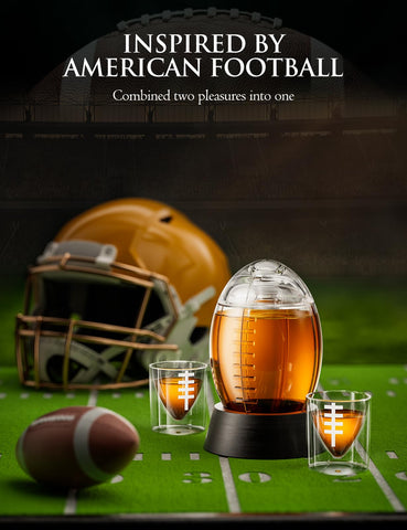 The Wine Things football decanter with two glasses ready for sharing.