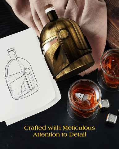 The Wine Things Galaxy decanter with glasses elevates whiskey serving in a modern home bar.