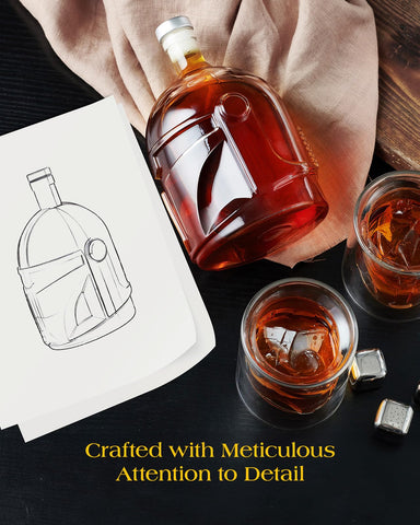 The Wine Things helmet glasses accompany the decanter for elegant, balanced servings.