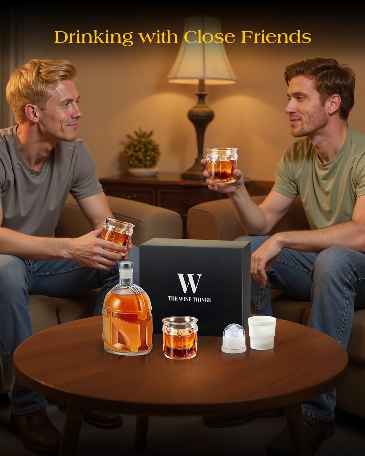 The Wine Things home bar display piece stands out on shelves.