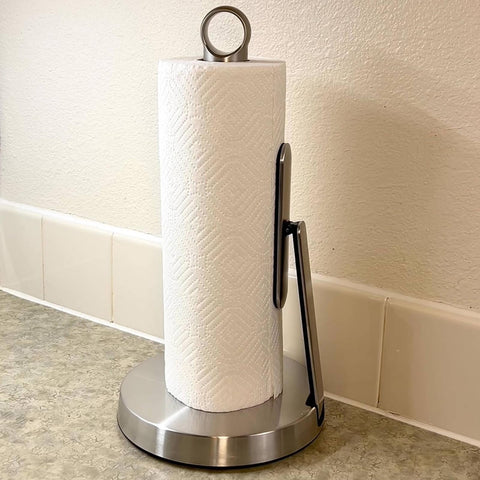 theaoo paper towel holder designed to fit all roll sizes.