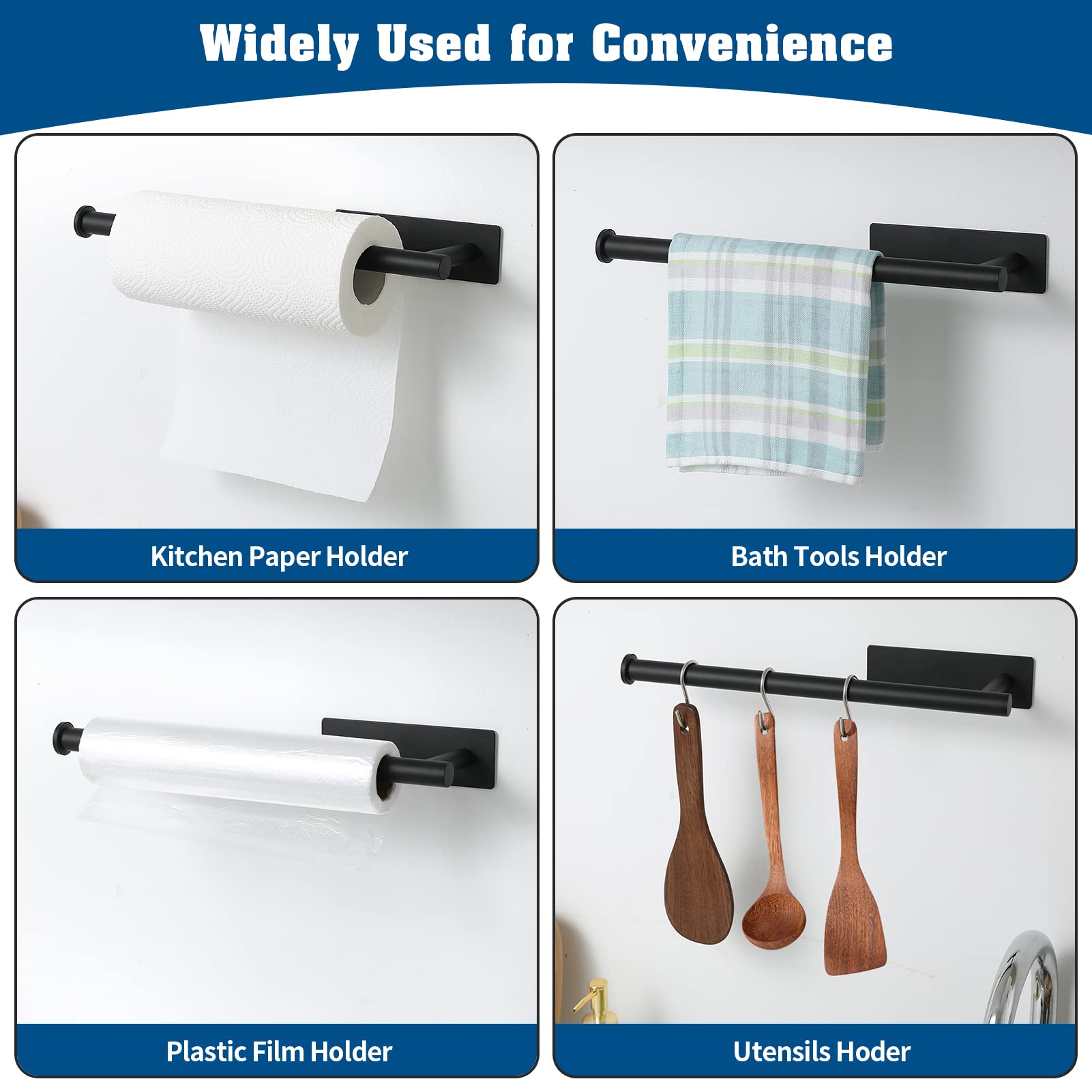 theaoo kitchen-organization paper towel holder, matte black, boosts efficiency.