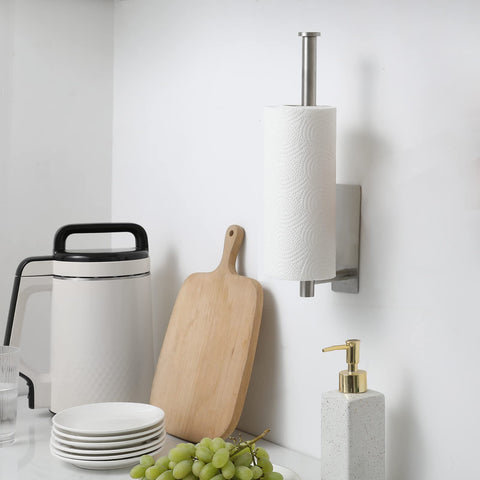 theaoo kitchen paper towel roll holder offers quick roll changes and organized counters.