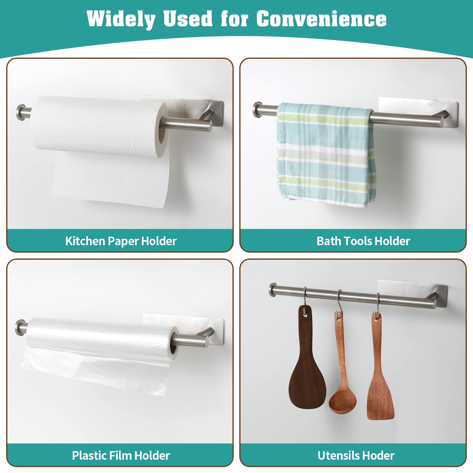 theaoo screw-mount paper towel holder in stainless steel for secure, long-lasting mounting.