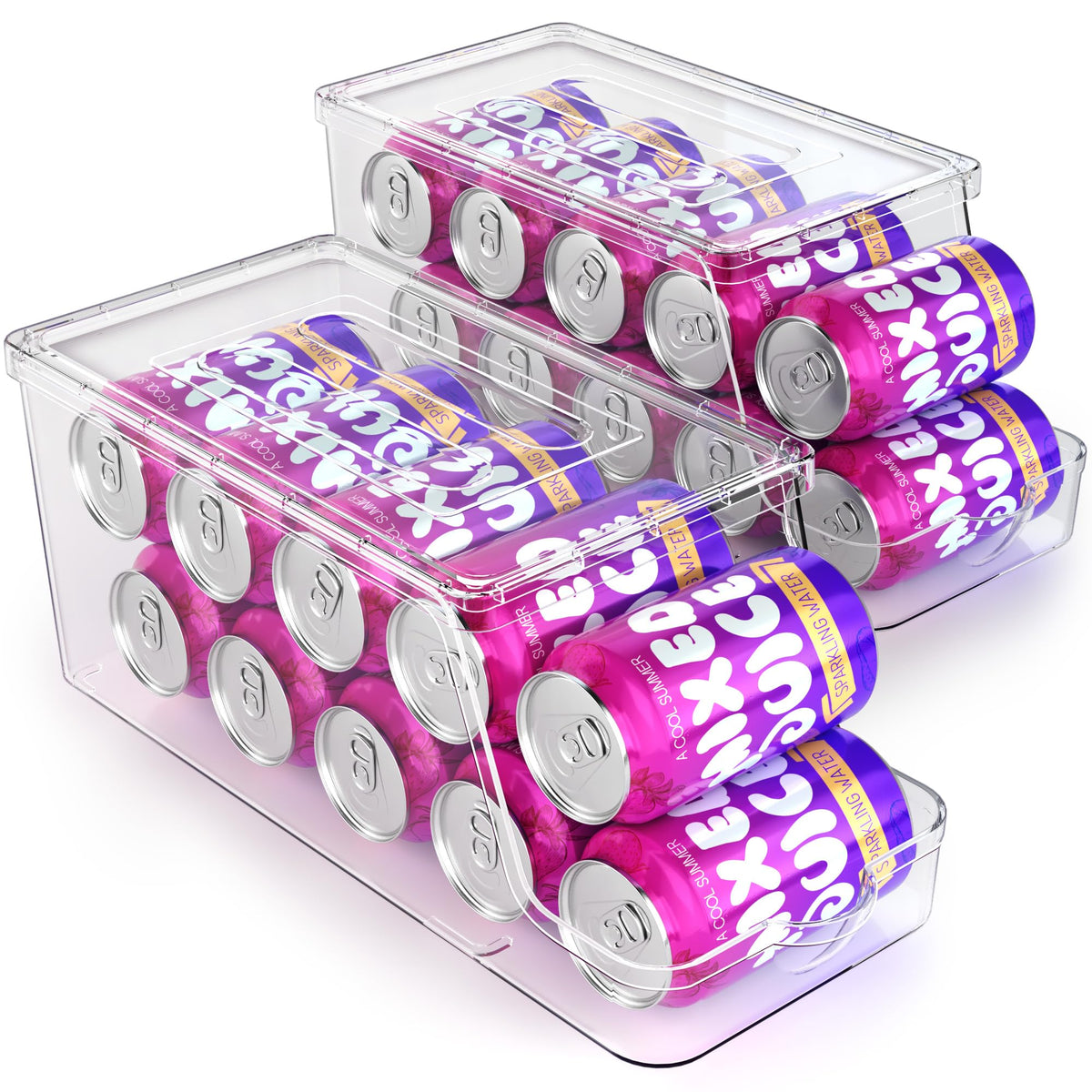 theaoo soda can dispenser with lids keeps cans organized and accessible