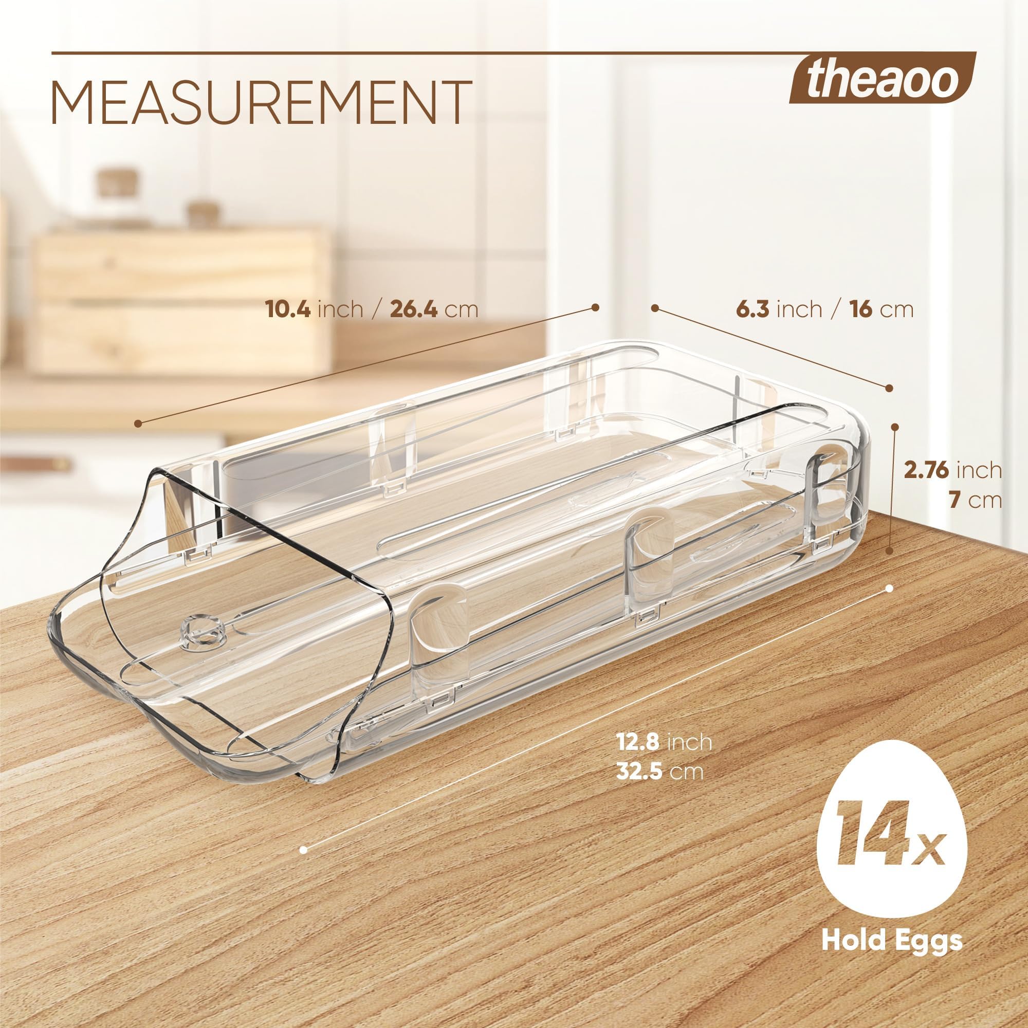 theaoo stackable egg organizer drawer design saves space and keeps eggs sorted.