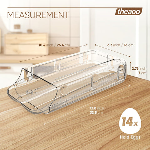 theaoo stackable egg organizer drawer design saves space and keeps eggs sorted.