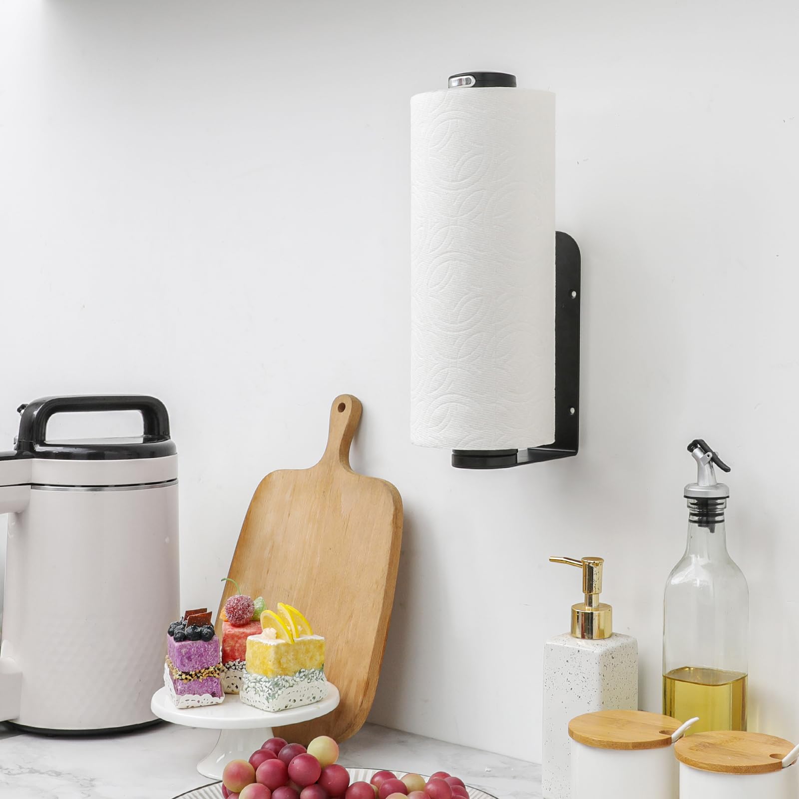 theaoo stainless steel black kitchen towel holder offers rust-free durability