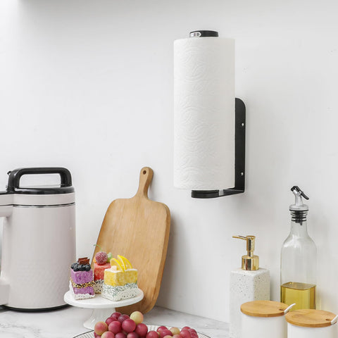 theaoo stainless steel black kitchen towel holder offers rust-free durability