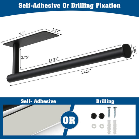 theaoo SUS304 stainless steel paper towel holder, close-up highlights rust-free durability.