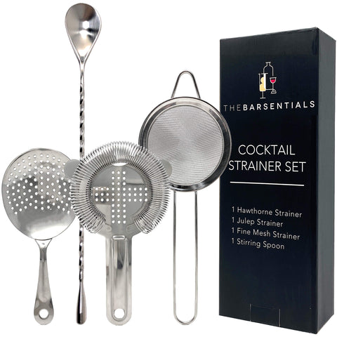 The Barsentials Hawthorne strainer with spring for smooth filtering in cocktails.