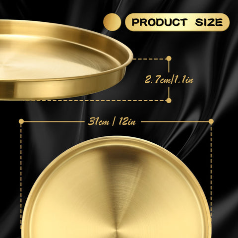 Thenshop 12-inch gold round tray on dresser for organized display.