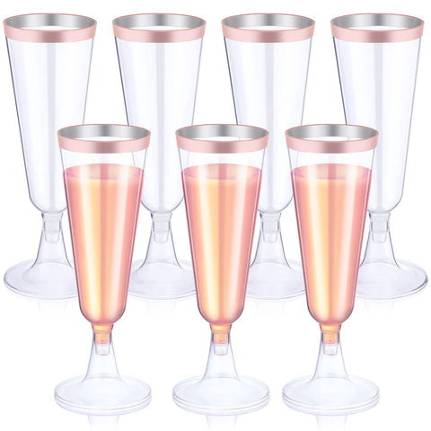 Thenshop rose gold rim champagne flutes highlight elegant presentation at weddings