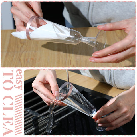 Thenshop smooth-edge flutes offer comfortable grip for guests
