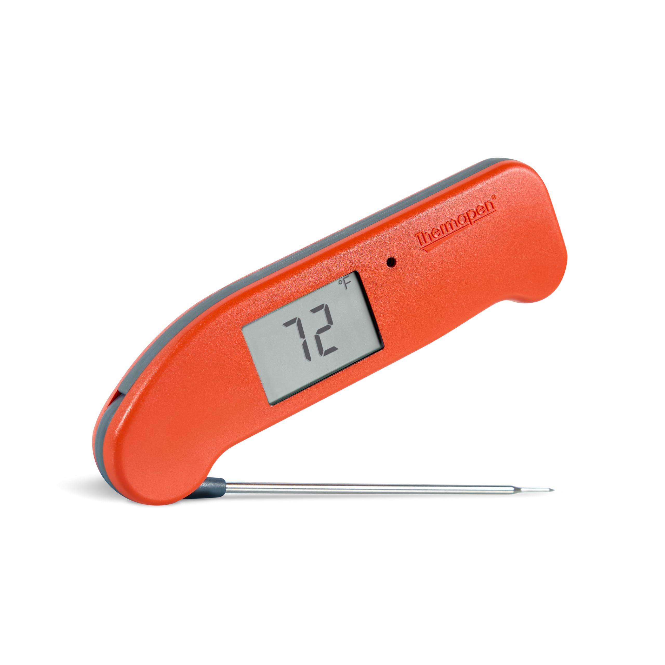 Thermapen ONE in cayenne red ready for quick temperature readings.