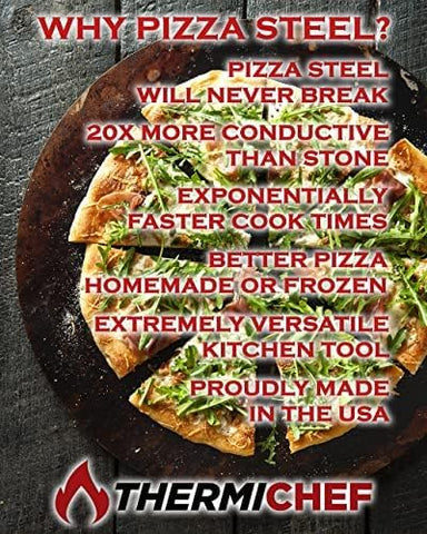 ThermiChef 16x16 steel shown with seasoning for easy cleaning and non-stick results.