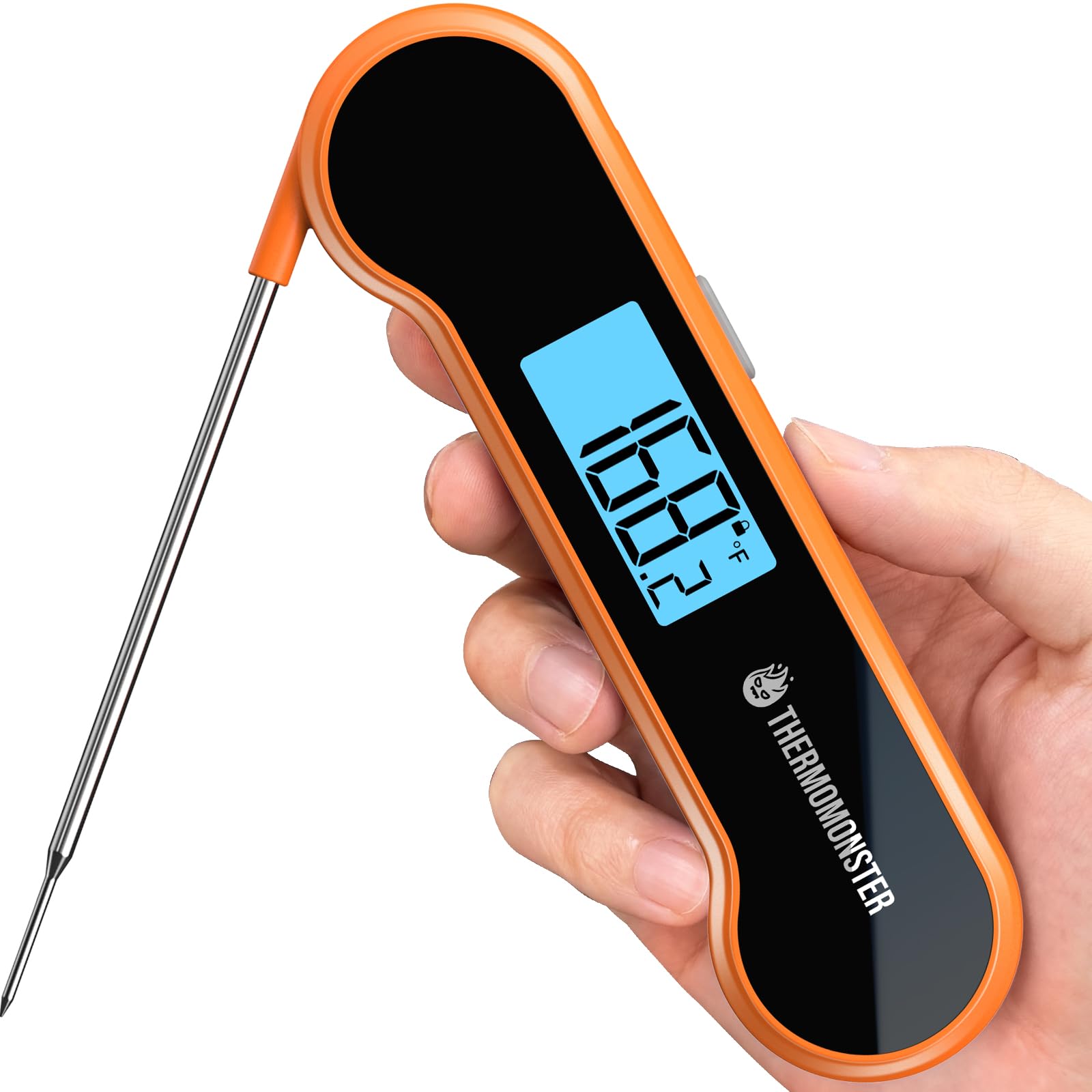 Thermo-Monster thermometer front view shows quick readings.