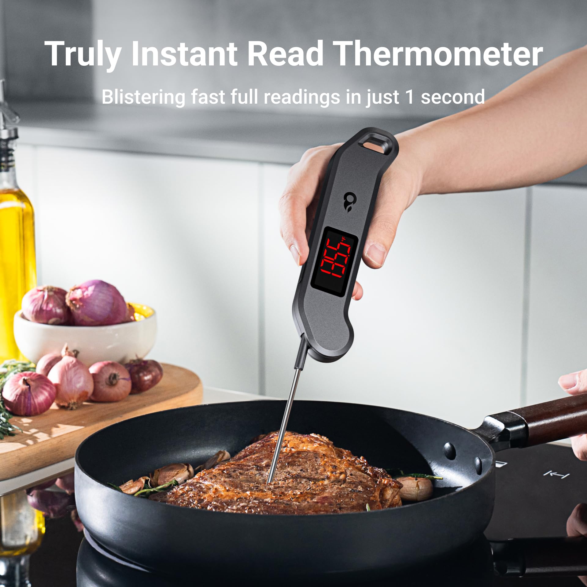 ThermoMaven bright LED display easy to read in daylight.