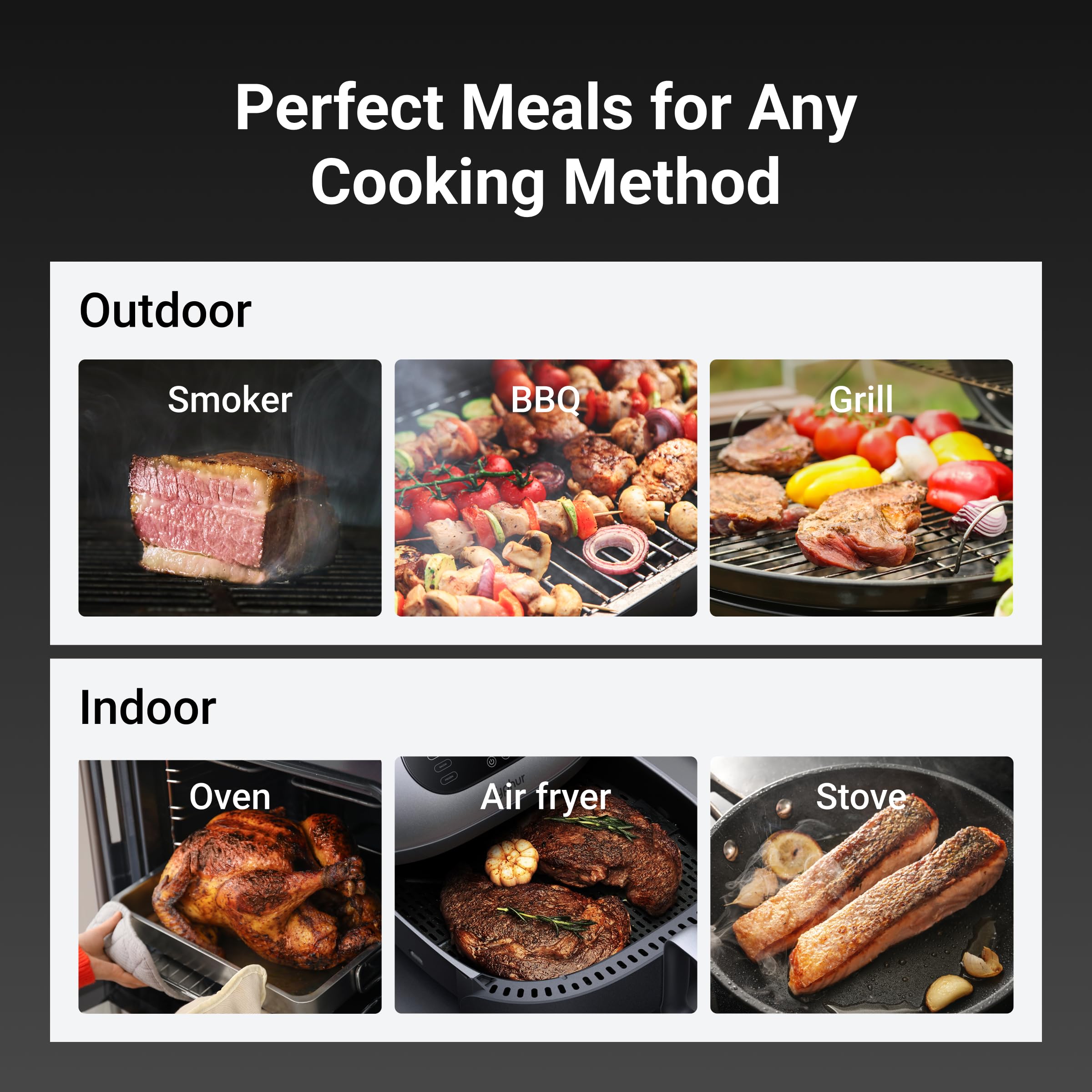 ThermoMaven high-temp monitoring tracks internal and ambient temps during searing