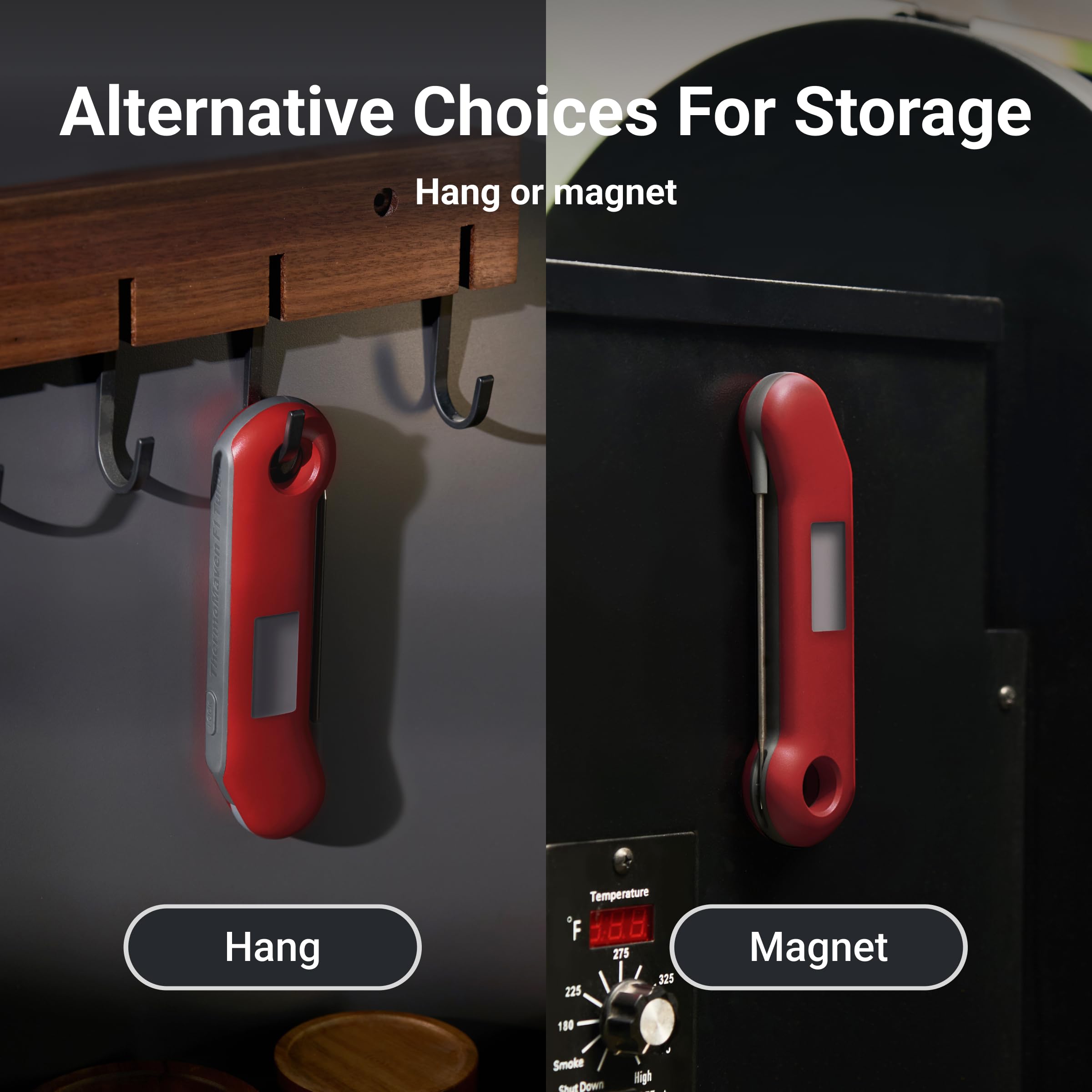 ThermoMaven Pro includes magnet and hook storage with bottle opener.