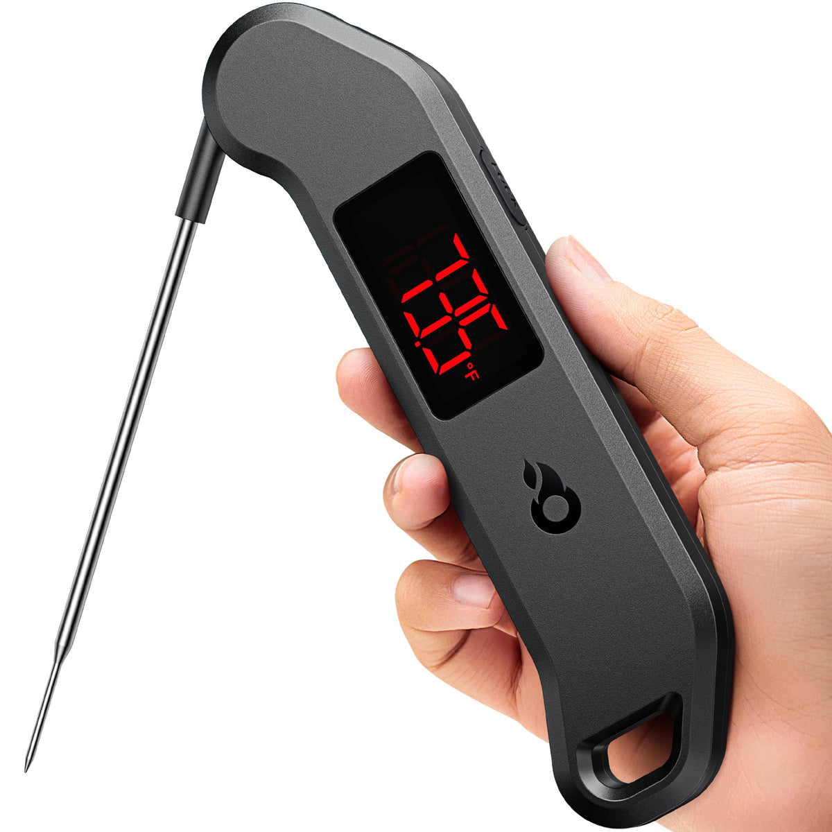 ThermoMaven professional digital meat thermometer on grill for precise heat control.