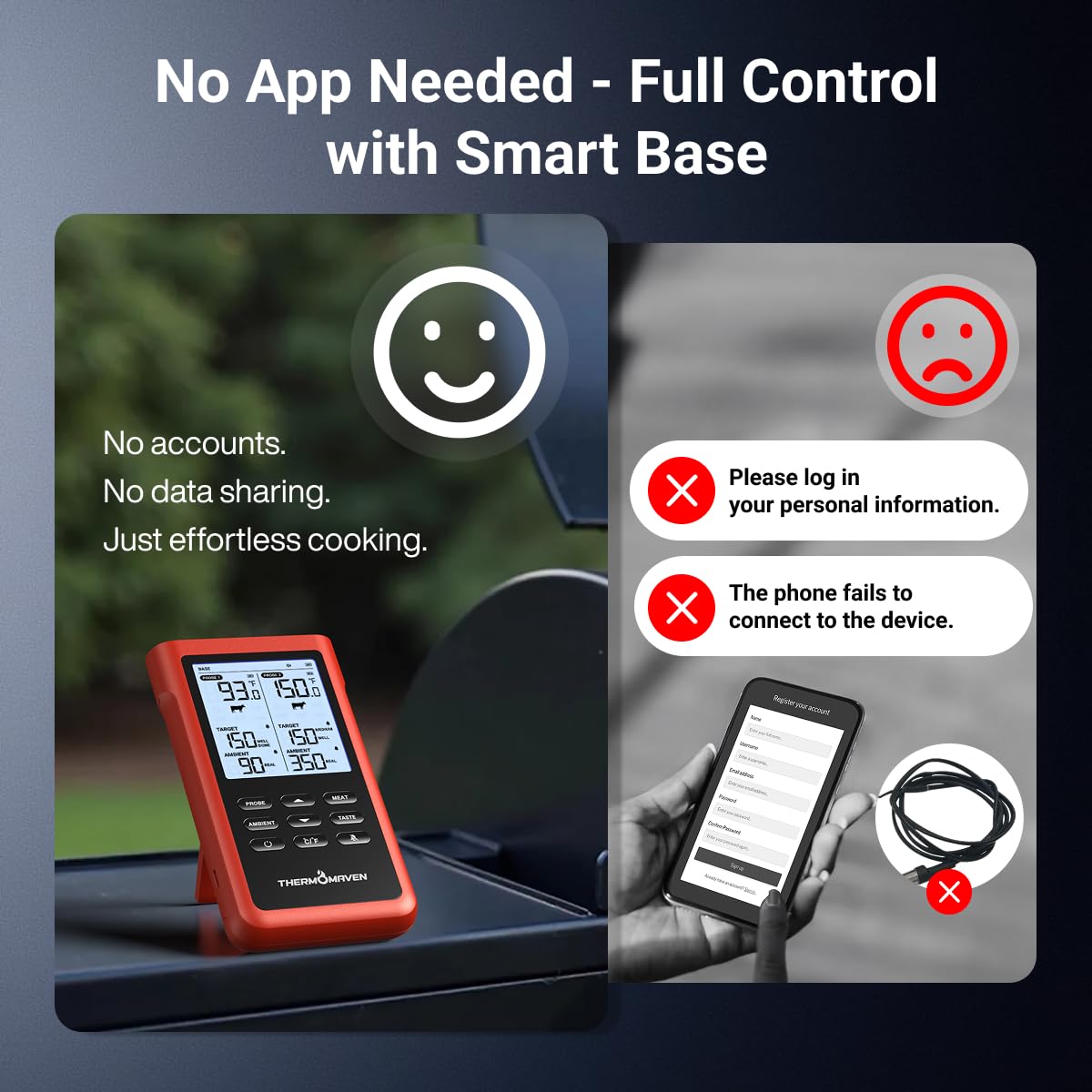 ThermoMaven display shows Sub-1G wireless status for stable signals