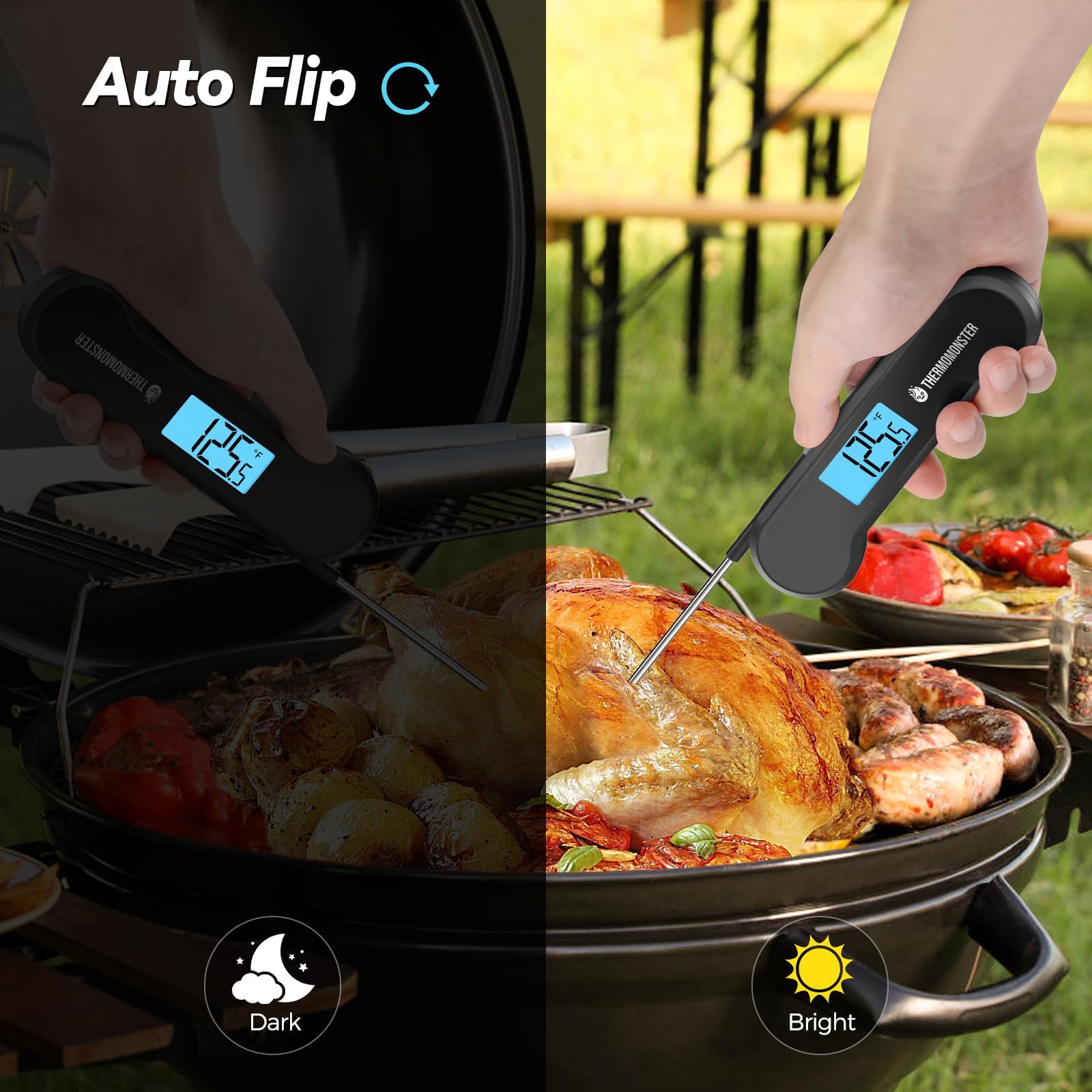 ThermoMonster reads temperature in 0.5 seconds for quick checks.