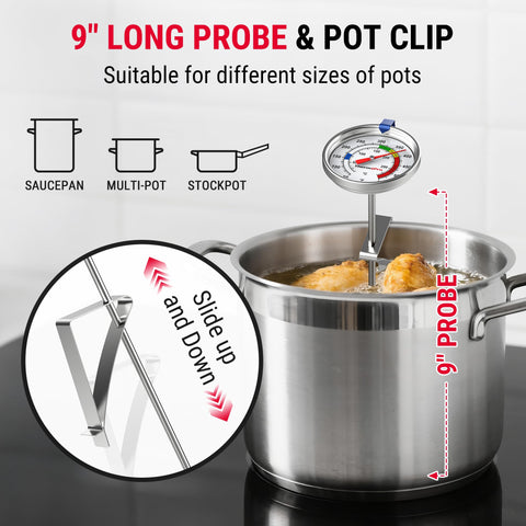 ThermoPro battery-free sealed dial and stainless steel body for durability.