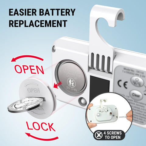 ThermoPro battery cover twists off for quick, tool-free battery swaps