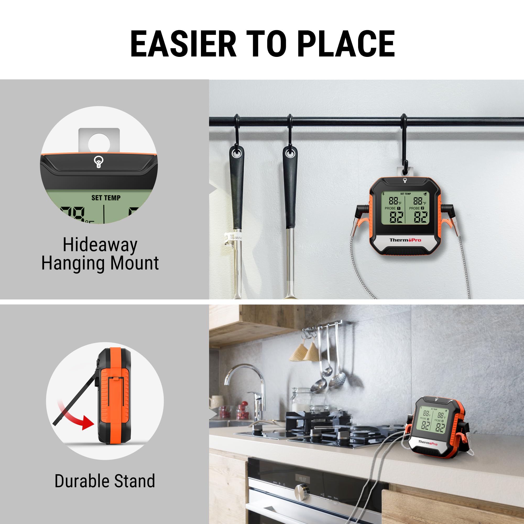 ThermoPro front panel display shows high accuracy readings.