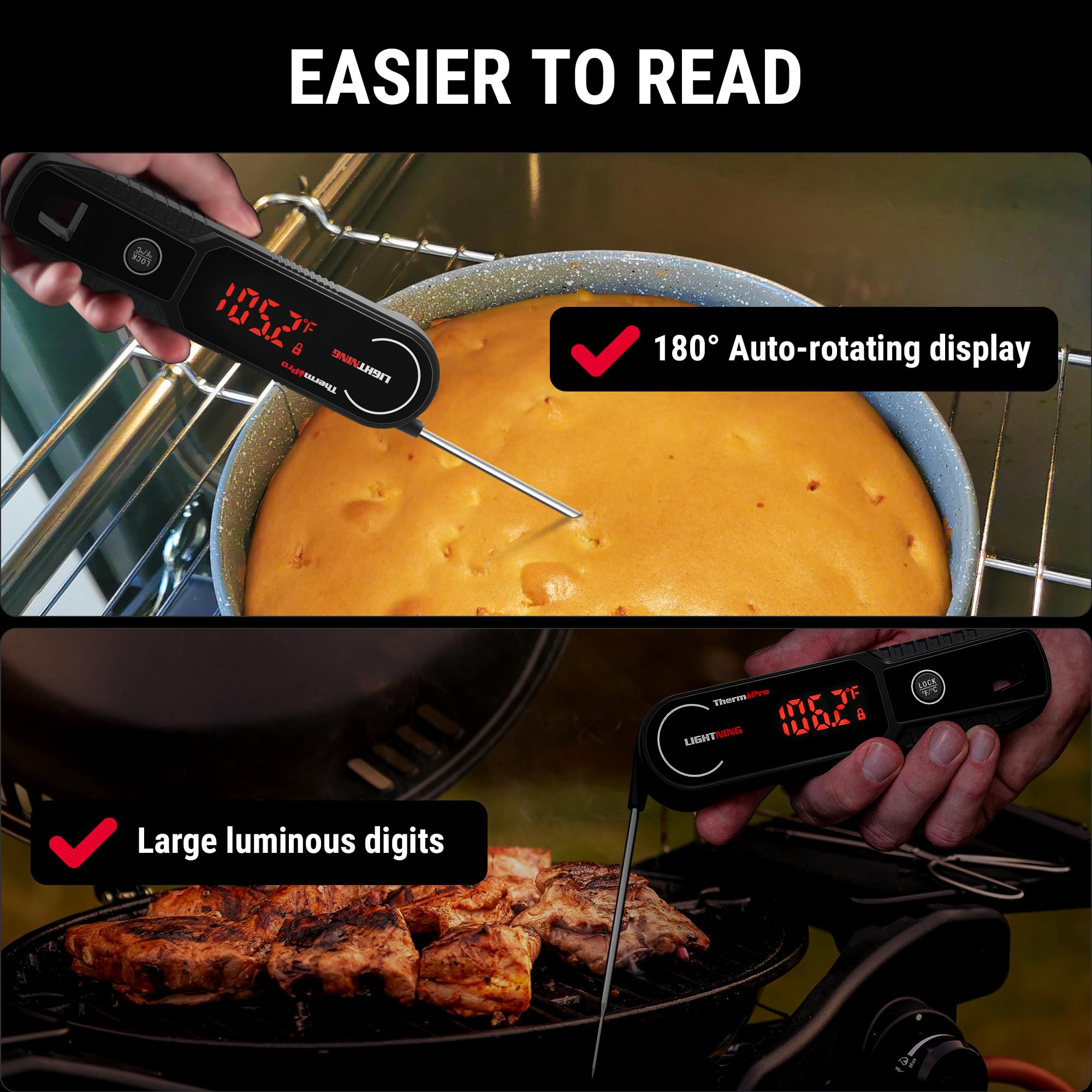 ThermoPro Lightning auto wake-sleep feature for instant readiness.