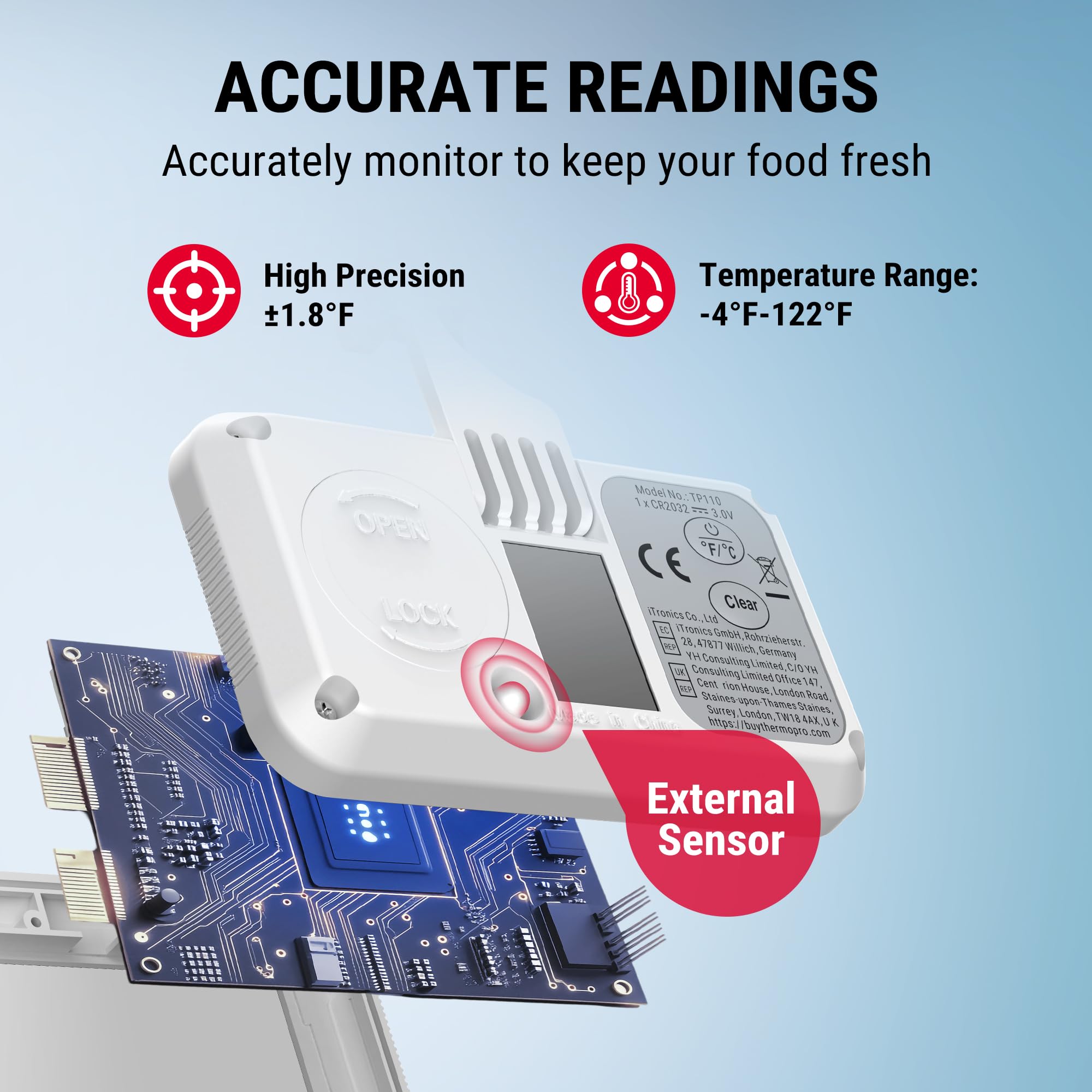ThermoPro magnetic stand and hook offer flexible placement.