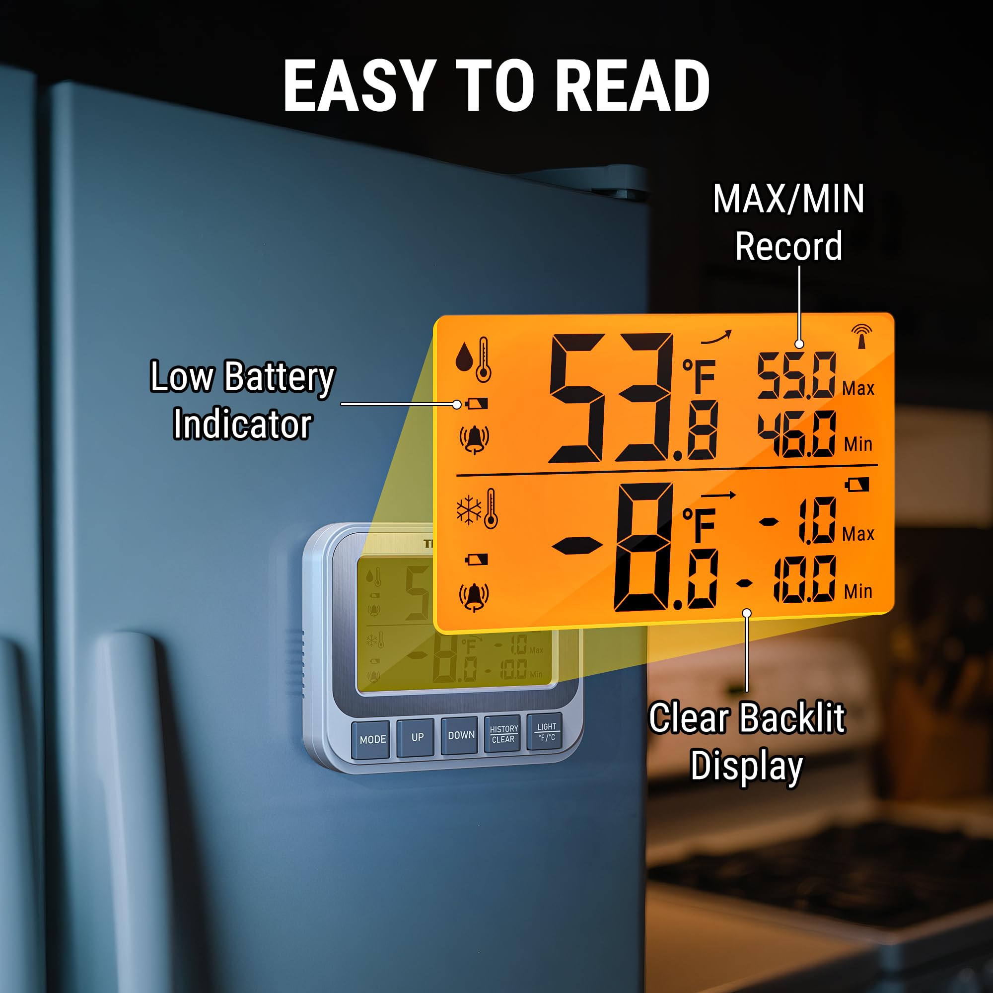ThermoPro receiver battery status indicating steady power for monitoring.