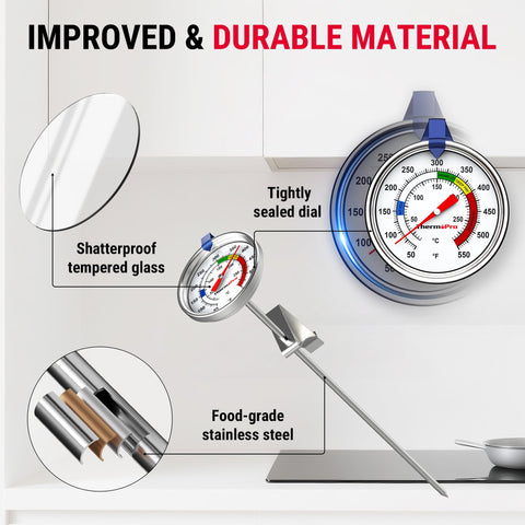 ThermoPro durable stainless steel construction shown for daily kitchen use.