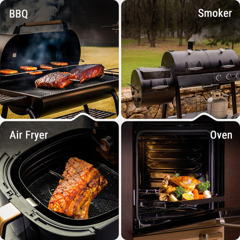 ThermoPro TempSpike shown during a backyard barbecue setup.