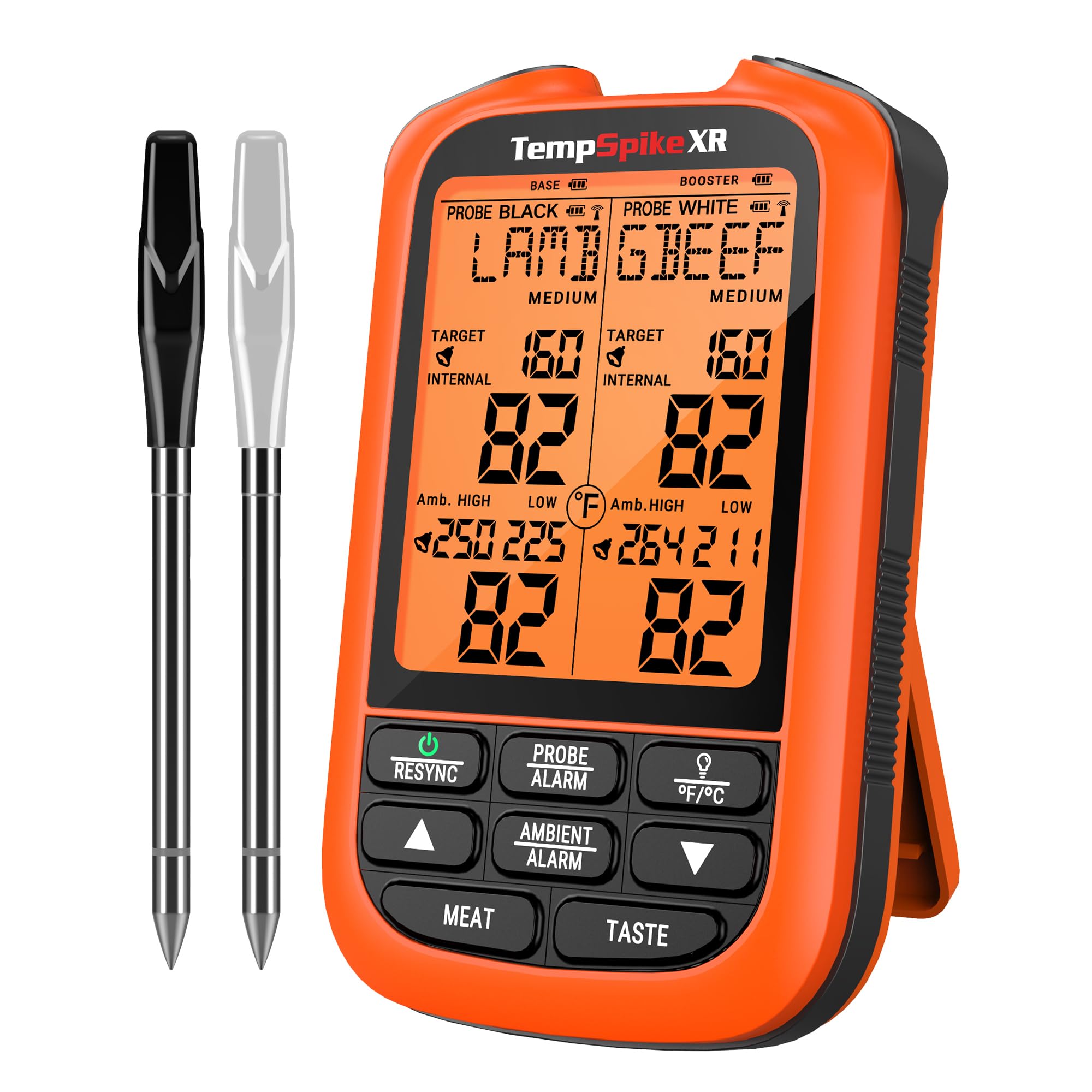 ThermoPro TempSpike large display showing dual probe temperatures for precise cooking