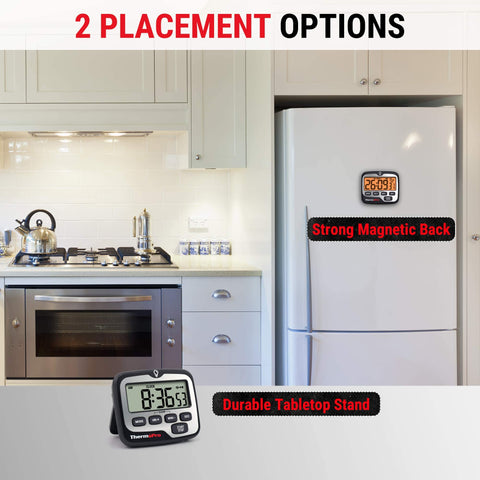 ThermoPro TM01 compact timer includes clock function for desks and countertops.