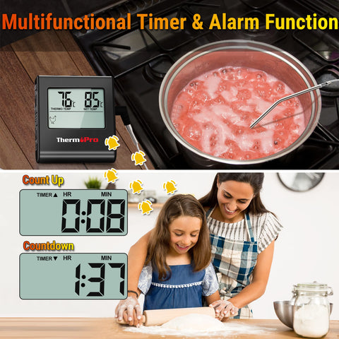 ThermoPro TP16 built-in timer supports countdown and countup timing