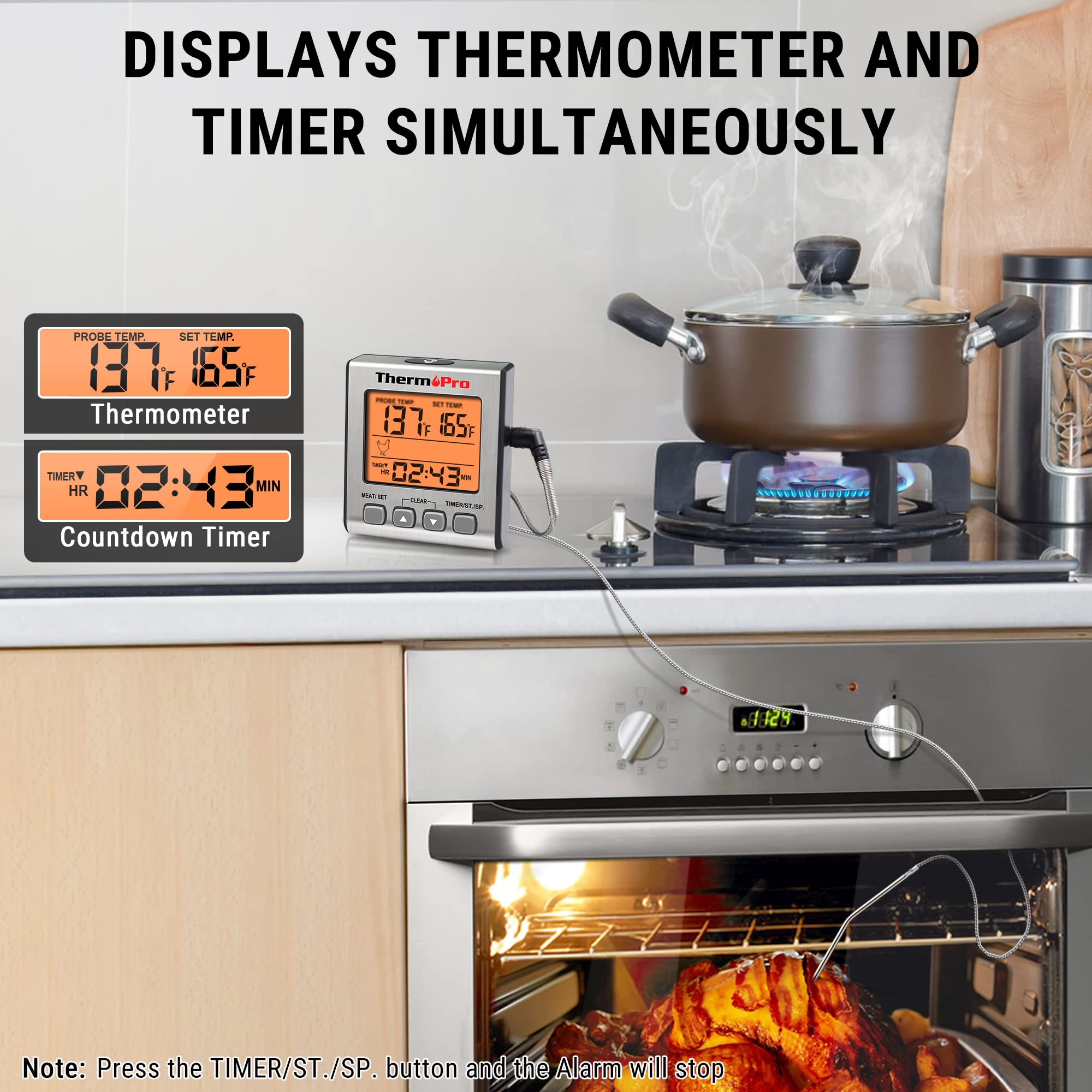 ThermoPro TP16S backlit display for easy reading in dim conditions