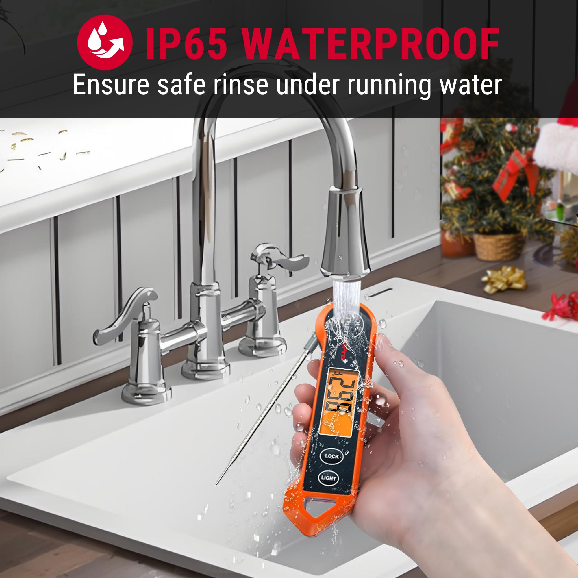 ThermoPro TP19H 4.3-inch stainless steel probe for precise temperature.