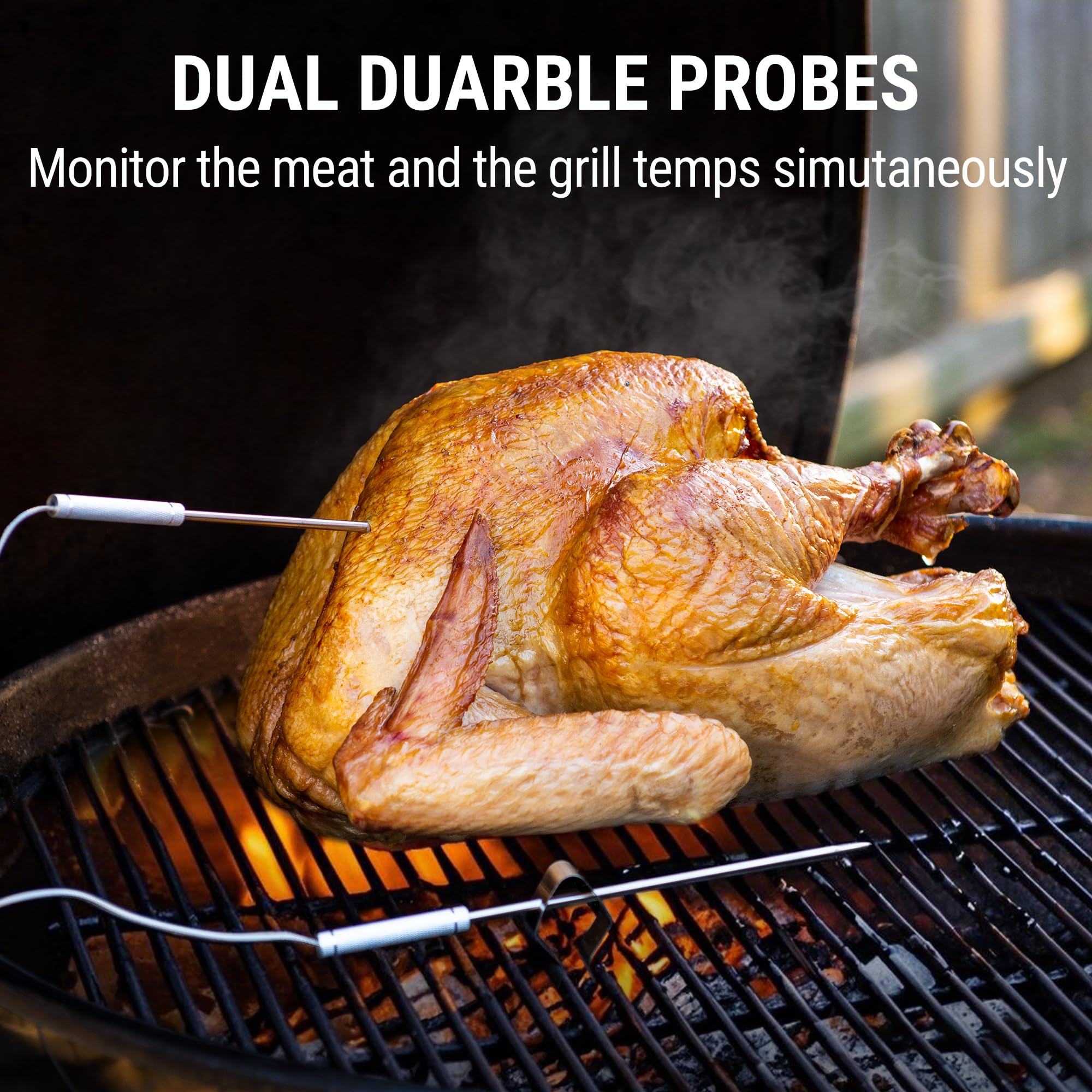 ThermoPro TP20 backlit display for easy reading in low light conditions.