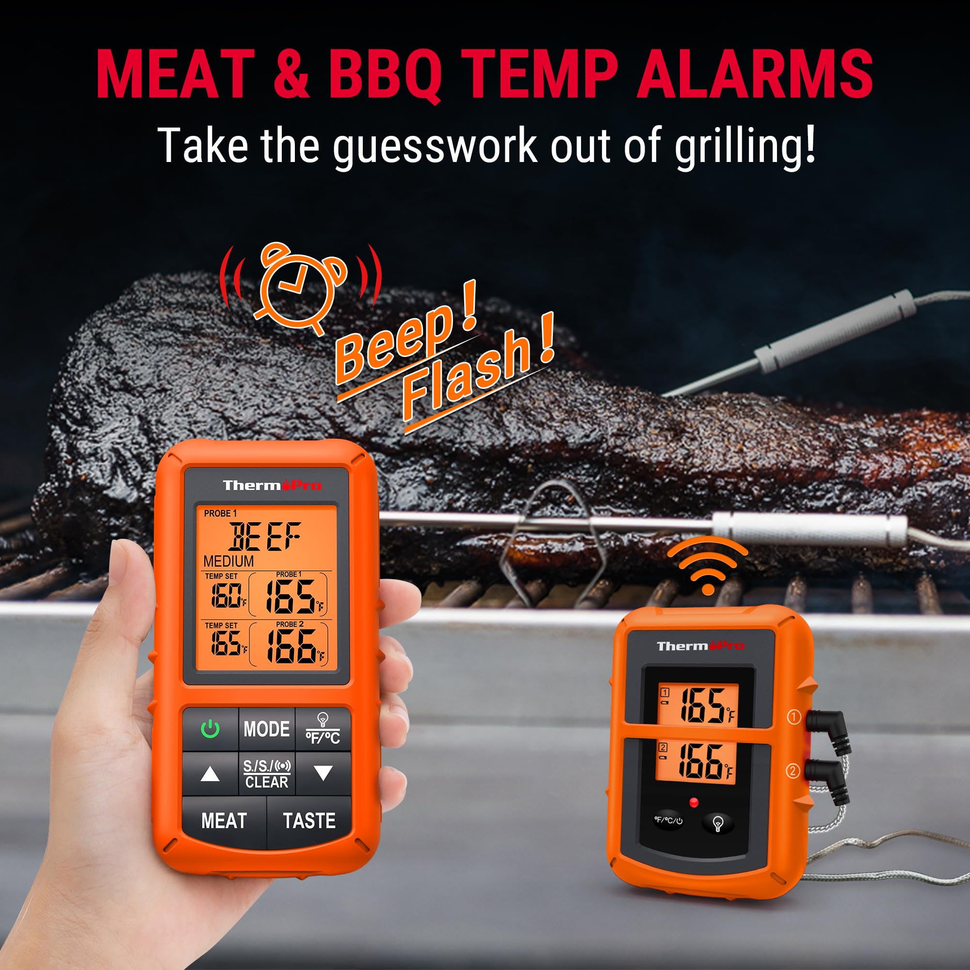 ThermoPro TP20 USDA settings guide doneness across meat varieties.